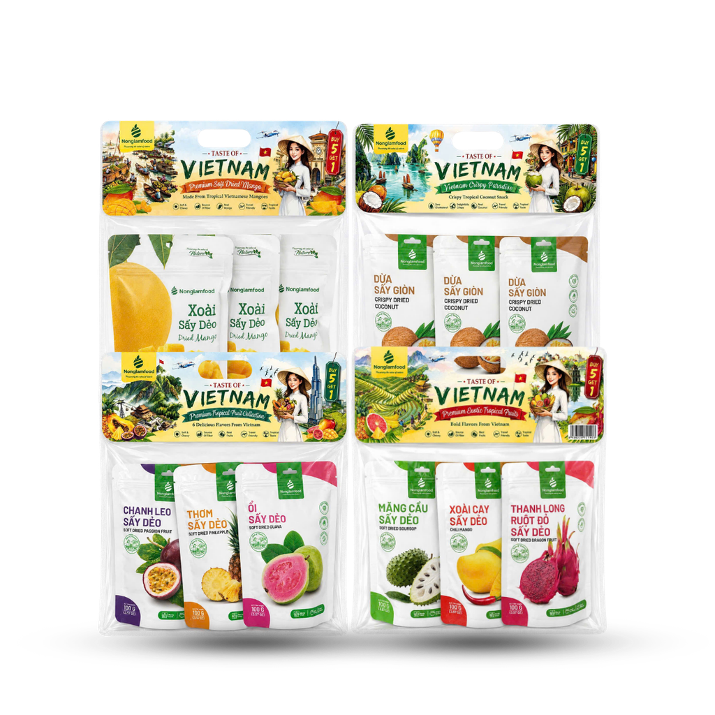 COMBO TRÁI CÂY SẤY DẺO 6 VỊ NHIỆT ĐỚI | 6-FLAVOR DRIED FRUIT COMBO | TROPICAL FRUIT