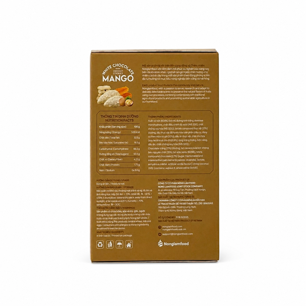 XOÀI NHÚNG SÔ CÔ LA TRẮNG PHỦ DỪA GIÒN HỘP 120G | WHITE CHOCOLATE DIPPED MANGO WITH CRUNCHY COCONUT | TROPICAL FRUIT