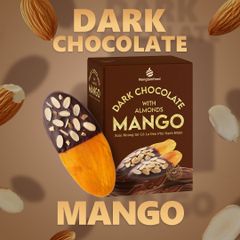 XOÀI NHÚNG SÔ CÔ LA ĐEN PHỦ HẠNH NHÂN HỘP 120G | DARK CHOCOLATE DIPPED MANGO WITH ALMONDS | TROPICAL FRUIT