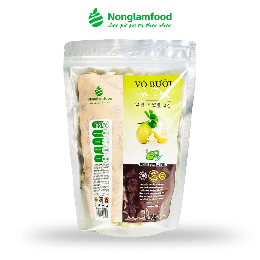VỎ BƯỞI SẤY DẺO NONGLAMFOOD TÚI 500G | ĂN VẶT TỐT CHO SỨC KHỎE | HEALTHY SNACK
