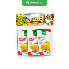 COMBO 6 TÚI XOÀI CAY SẤY DẺO 100G NONGLAMFOOD | NONGLAMFOOD SPICY SOFT DRIED MANGO COMBO – 6 BAGS × 100G