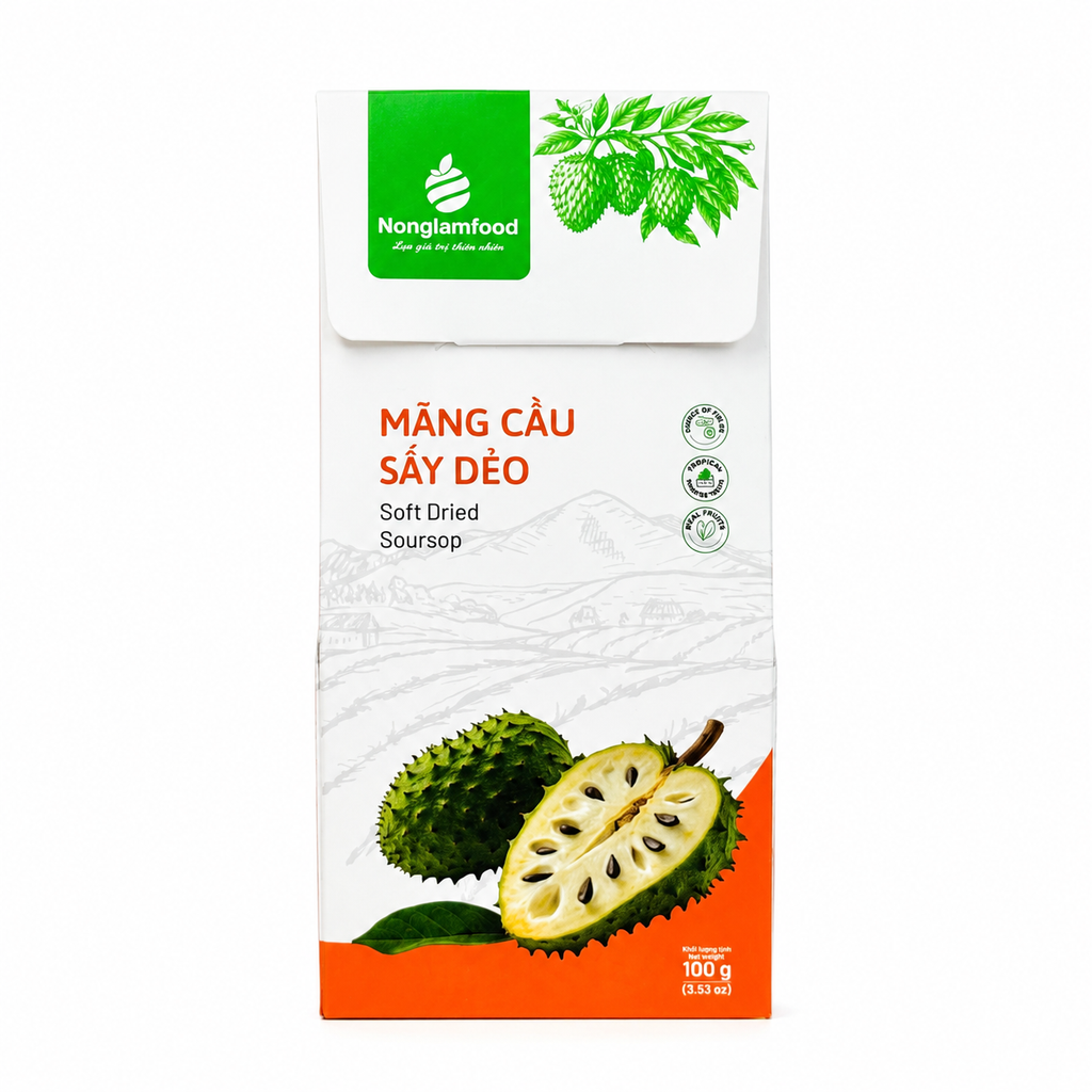 COMBO 4 HỘP TRÁI CÂY SẤY DẺO – 4 VỊ NHIỆT ĐỚI 100G NONGLAMFOOD (THƠM, MÃNG CẦU, VỎ BƯỞI CHANH DÂY, ỔI) | NONGLAMFOOD SOFT DRIED FRUIT COMBO – 4 BOXES, 4 TROPICAL FLAVORS, 100G (PINEAPPLE, SOURSOP, PASSION FRUIT POMELO PEEL, GUAVA)