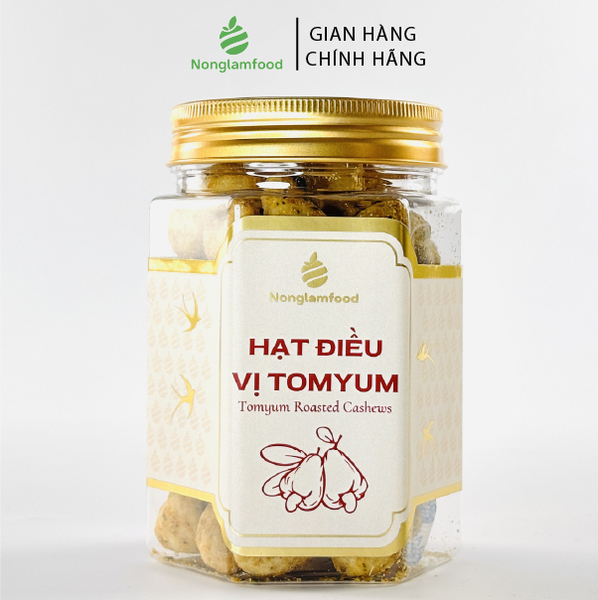 HẠT ĐIỀU VỊ TOMYUM NONGLAMFOOD HŨ 150G | HŨ LỤC GIÁC ĐẶC BIỆT | QUÀ TẶNG CAO CẤP