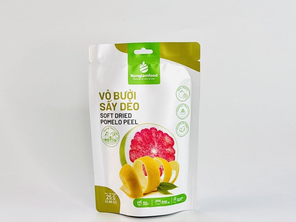 VỎ BƯỞI SẤY DẺO NONGLAMFOOD | TÚI 25G | DRIED POMELO PEEL | HEALTHY SNACK