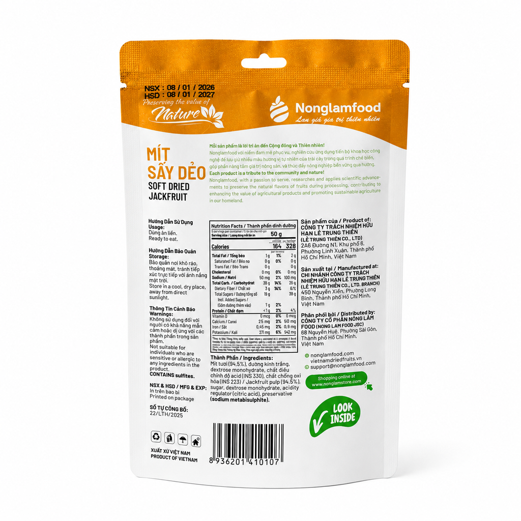 COMBO 4 TÚI TRÁI CÂY SẤY - 4 VỊ NHIỆT ĐỚI 45G NONGLAMFOOD (DỪA SẤY GIÒN, VỎ BƯỞI CHANH DÂY, CHANH DÂY, MÍT SẤY DẺO) | NONGLAMFOOD TROPICAL DRIED FRUIT COMBO 8 BAGS × 45G (COCONUT, PASSION FRUIT POMELO PEEL, PASSION FRUIT, JACKFRUIT)