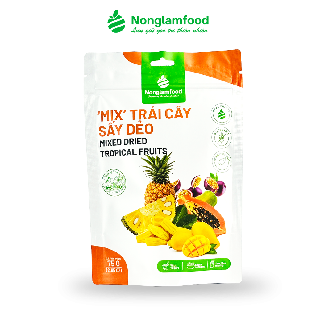 TRÁI CÂY SẤY DẺO MIX- TÚI 75GR| ĂN VẶT TỐT CHO SỨC KHỎE| HEALTHY SNACK