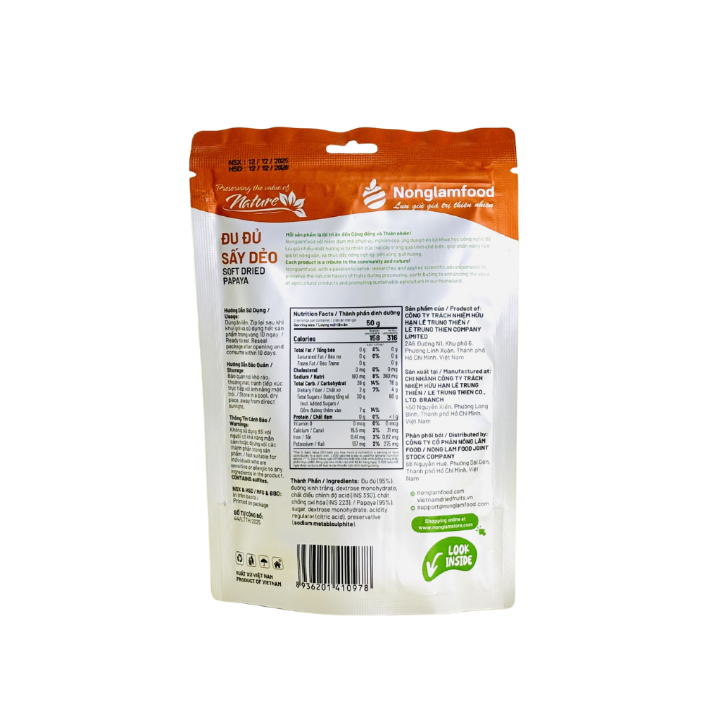 ĐU ĐỦ SẤY DẺO | TÚI 100G | DRIED PAPAYA | HEALTHY SNACK