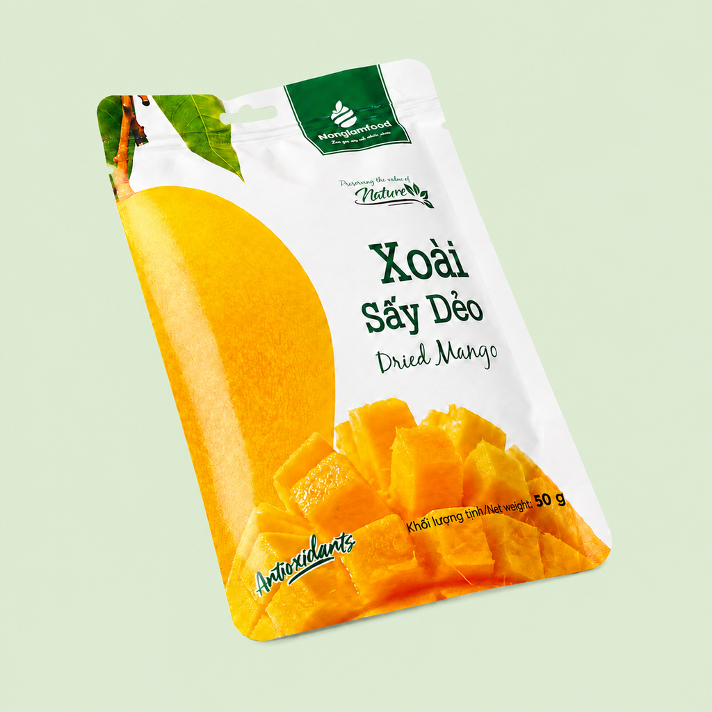 COMBO 8 TÚI XOÀI SẤY DẺO 50G NONGLAMFOOD | NONGLAMFOOD SOFT DRIED MANGO COMBO – 8 BAGS × 50G