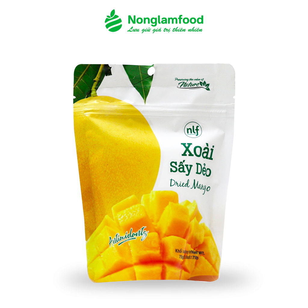 XOÀI SẤY DẺO NONGLAMFOOD TÚI  75G | ĂN VẶT TỐT CHO SỨC KHỎE | HEALTHY SNACK