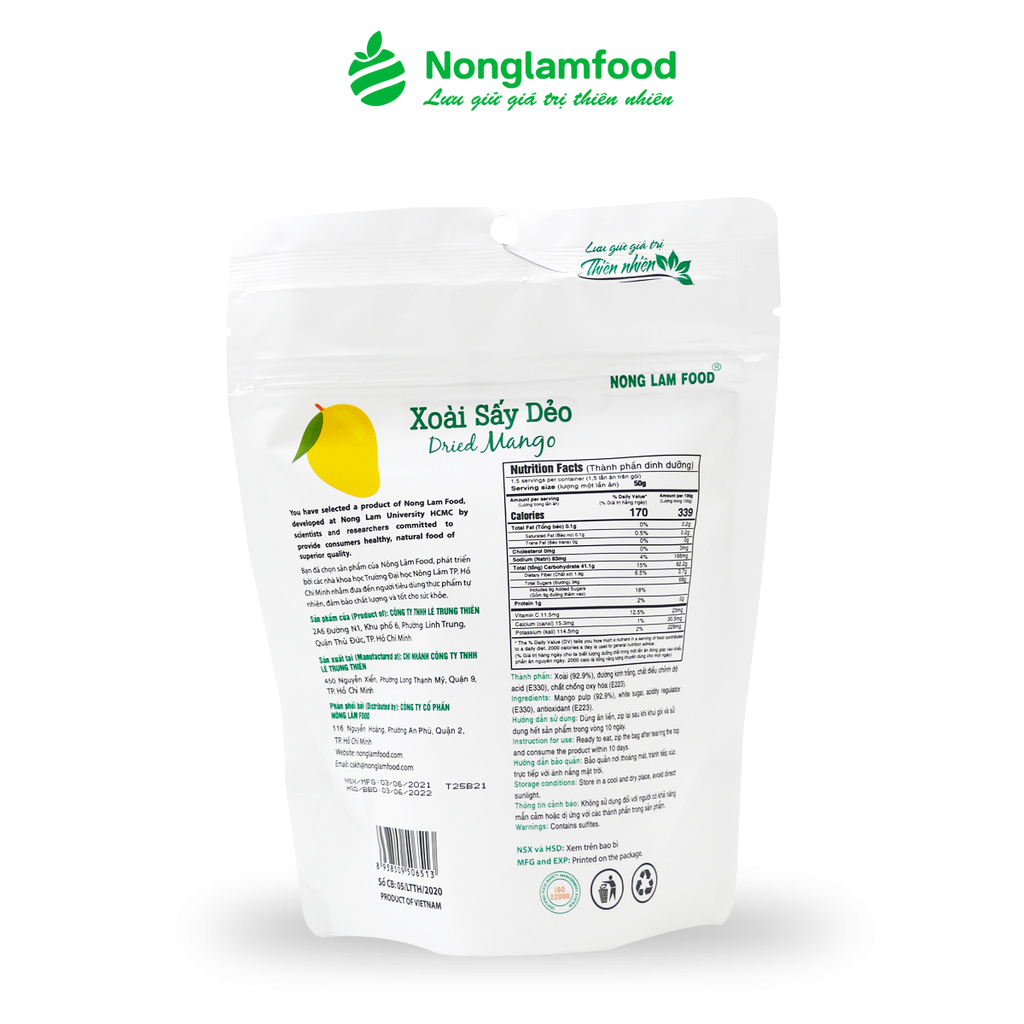 XOÀI SẤY DẺO NONGLAMFOOD TÚI  75G | ĂN VẶT TỐT CHO SỨC KHỎE | HEALTHY SNACK