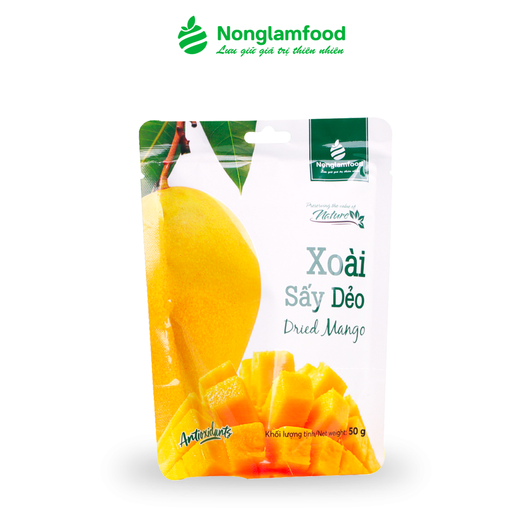 XOÀI SẤY DẺO NONGLAMFOOD TÚI 50G |  ĂN VẶT TỐT CHO SỨC KHỎE | HEALTHY SNACK
