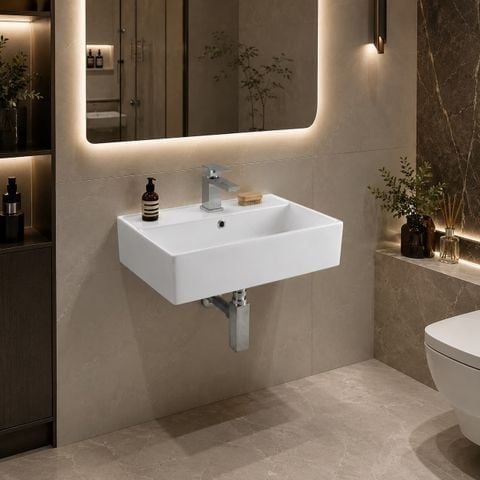 chậu lavabo treo tường phòng tắm nhỏ kích thước 550x320mm