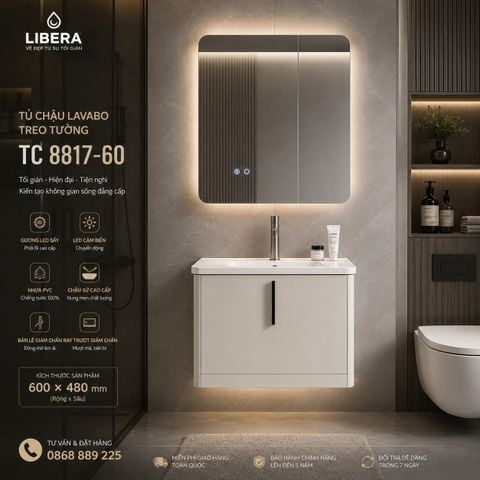 Tủ Chậu Lavabo Treo Tường TC 8508-60 PVC Chống Nước Cao Cấp