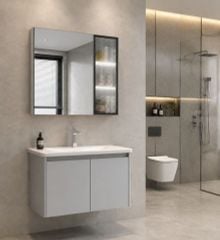 Tủ Chậu Lavabo Treo Tường 810x500mm PVC Chống Nước Cao Cấp