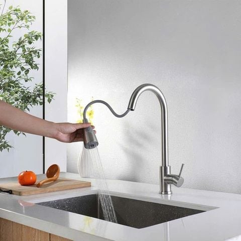 Vòi rửa bát nóng lạnh dây rút Inox 304 cao cấp – Tiện dụng & bền bỉ