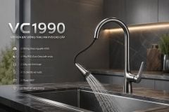 VC1990 - Vòi Rửa Bát Đồng Thau Mạ PVD Gun Grey Cao Cấp