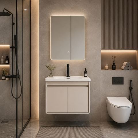 Tủ Chậu Lavabo Treo Tường TC 8817-60 Gương LED Sấy Cao Cấp