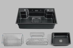Chậu rửa bát Inox 304 màu đen sang trọng –  75x48cm