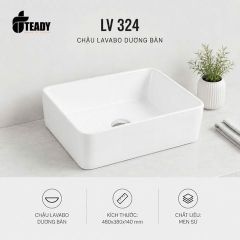 Chậu Lavabo Dương Bàn LV324 Men Sứ Cao Cấp 480x380x140mm
