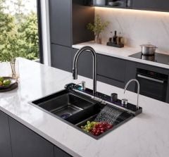 Chậu rửa inox 304 tích hợp LED 75x46cm đa năng thông minh