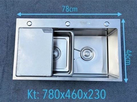 Chậu rửa bát 1 hố 78x46 inox 304 rộng sâu chống ồn cao cấp