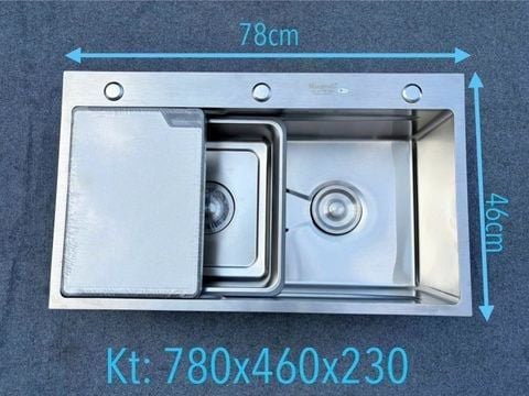 Chậu rửa bát 1 hố 78x46 inox 304 rộng sâu chống ồn cao cấp