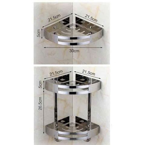Kệ Để Đồ 2 Tầng Inox 304 – Lắp Góc, Không Gỉ, Siêu Bền