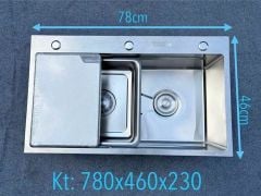 Chậu rửa bát 1 hố 78x46cm inox 304 cao cấp, bền đẹp
