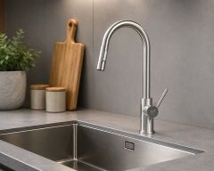 Vòi chậu rửa bát VC3052 Inox 304 | Dây rút linh hoạt, xoay 360°