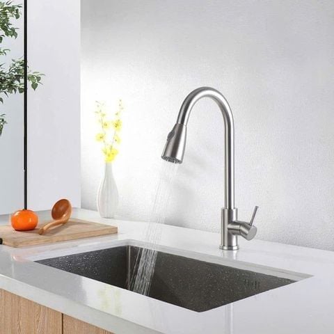 Vòi rửa bát nóng lạnh dây rút Inox 304 cao cấp – Tiện dụng & bền bỉ