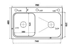 Chậu rửa bát 1 hố 78x46cm inox 304 cao cấp, bền đẹp