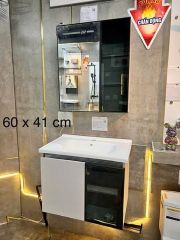 Tủ Lavabo Treo Tường 60x41cm Nhựa PVC – Chậu Sứ Nano Cao Cấp