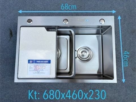 Chậu rửa bát 1 hố 68x46 inox 304 dày 3mm chống ồn