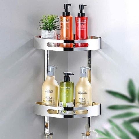 Kệ Góc Inox 2 Tầng Treo Tường – Giải Pháp Gọn Gàng Phòng Tắm