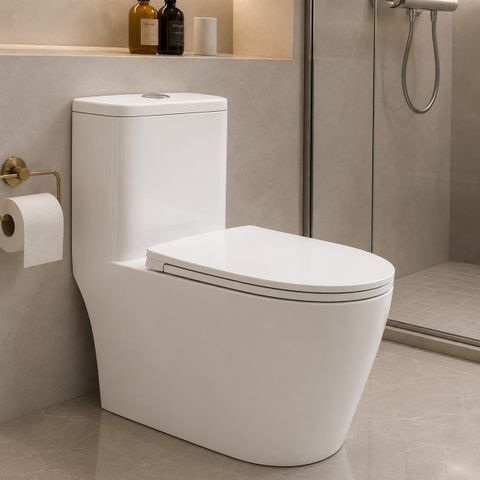 Bồn Cầu Liền Khối Hàn Quốc LK155 – Xả Tornado Clean 360°, Men Platinum Coating Cao Cấp
