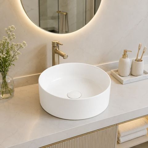 Chậu Lavabo Dương Bàn Tròn LV G323 – Men Sứ Cao Cấp 360x360x120mm