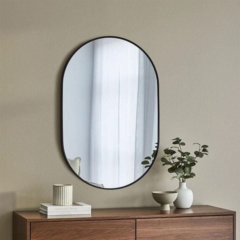 Gương oval viền đen 70x50cm – Chống gỉ, soi nét, sang trọng