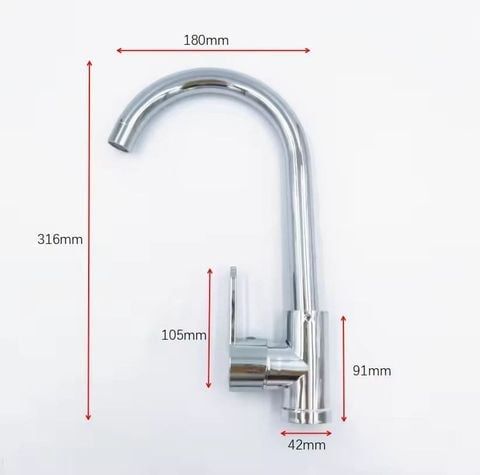 Vòi rửa bát nóng lạnh cần cứng inox 304 mạ crom bền đẹp