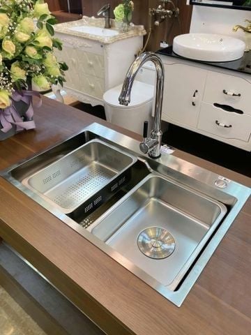 Chậu Rửa Bát 1 Hố 68x45 Inox 304 Kèm Phụ Kiện Cao Cấp