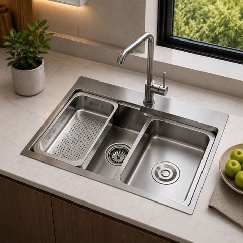 Chậu Rửa Bát 1 Hố 68x45 Inox 304 Kèm Phụ Kiện Cao Cấp