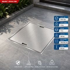 Nắp Bể Ngầm Inox 304 Âm Sàn 700x700 mm Chịu Tải 500kg
