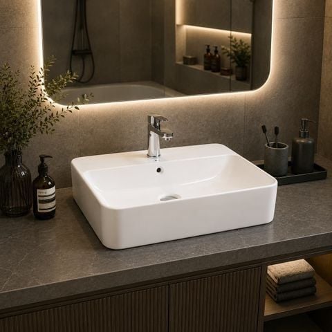 Chậu Lavabo Dương Bàn LV173A Men Sứ Cao Cấp 430x390x135mm