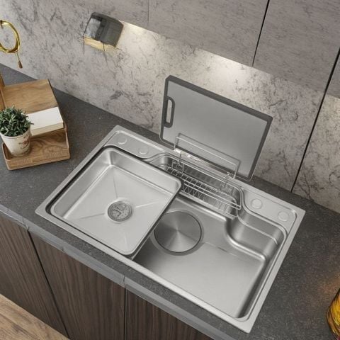 Chậu Rửa Bát 1 Hố Rộng CRB 8048R Inox 304 Cao Cấp