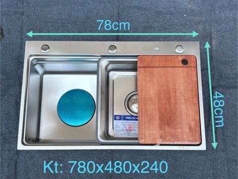 Chậu Rửa Bát Inox 304 Cao Cấp 1 Hố – Vân Chống Xước, Kèm Phụ Kiện