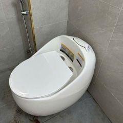 Bồn Cầu Trứng R22 Liền Khối – Men Nano Cao Cấp, Chống Bắn Nước