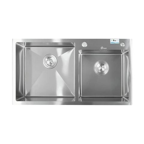 Chậu Rửa Bát Hai Hố Lệch 82x45 Inox 304 - Thiết Kế Bếp Hiện Đại