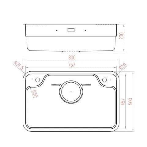 Chậu Rửa Bát 1 Hố Nobinox ARVO B180 Inox 304 Dày 1.2mm