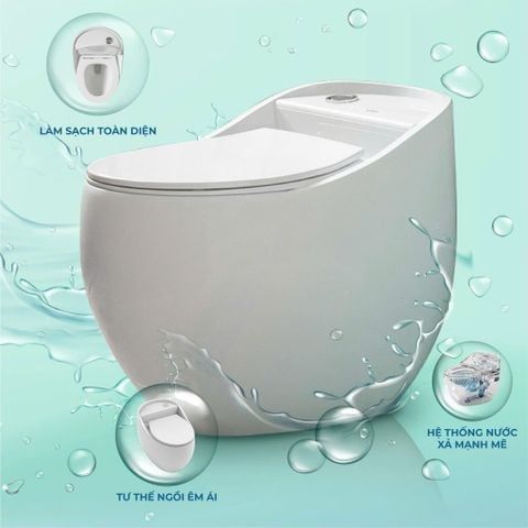 Bồn cầu liền khối LK777 – Công nghệ Platinum Coating & Raining Clean