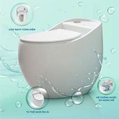 Bồn cầu liền khối LK777 – Công nghệ Platinum Coating & Raining Clean