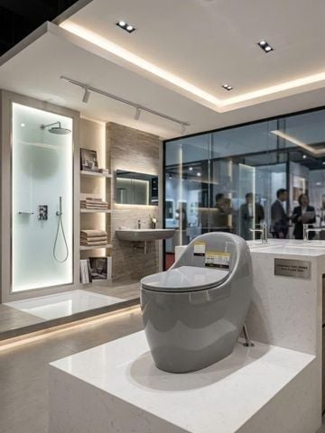 Bồn Cầu Màu Xám Hiện Đại – Xả Xoáy, Men Nano Ceramics